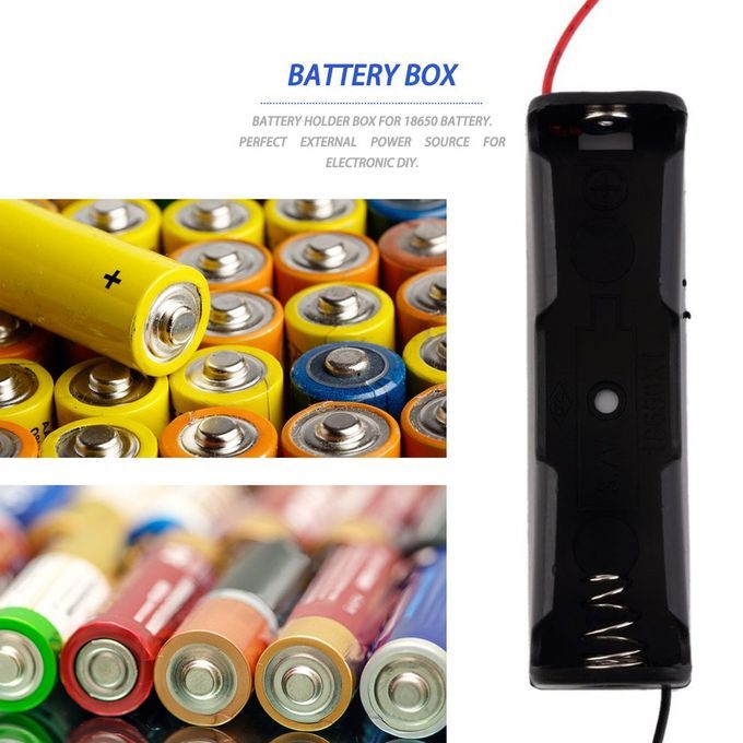 Portable Plasti  Battery  Ase Holder Storage Boxes For 186  Batteries 3.7V-black