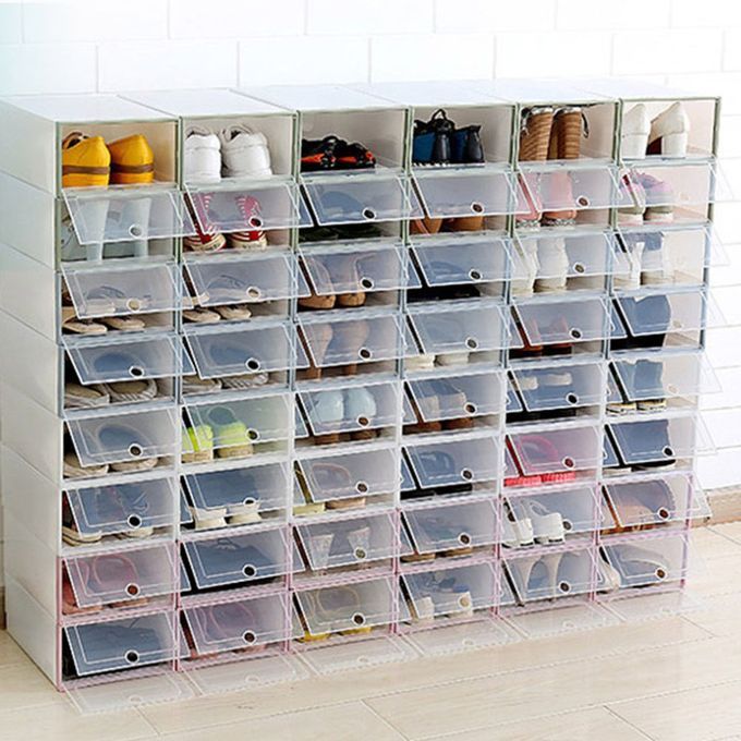 Transparent Plasti  Shoes Storage Box Drawer Box Shoes Storage  Ase Home-White