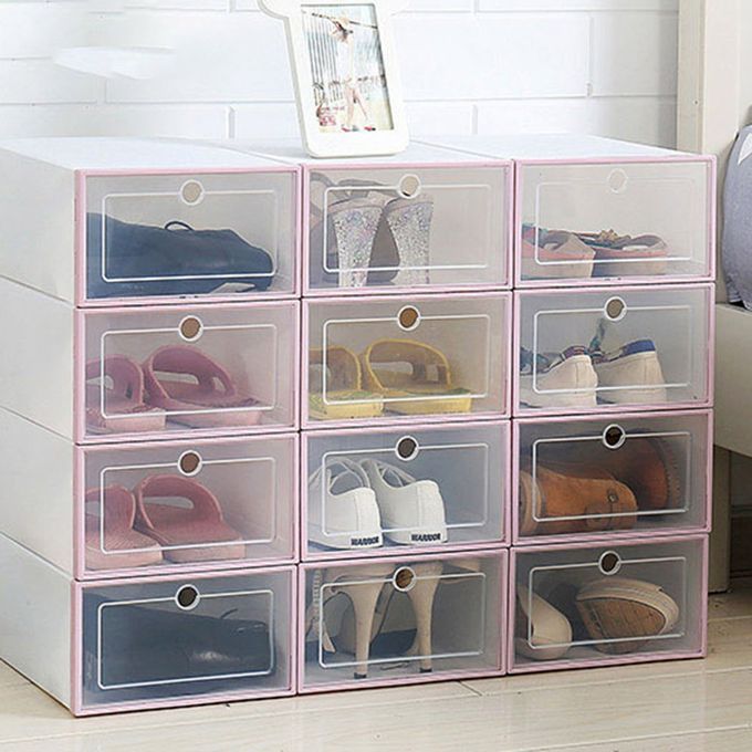 Transparent Plasti  Shoes Storage Box Drawer Box Shoes Storage  Ase Home-White