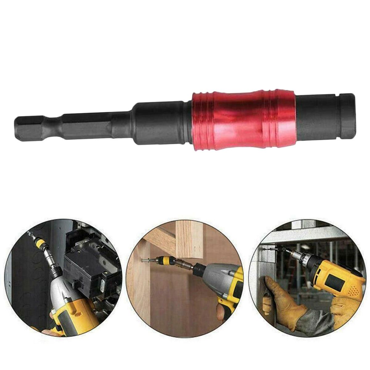 Adjustable Pivoting Drill Bit Holder  Drill Extensions Black Red