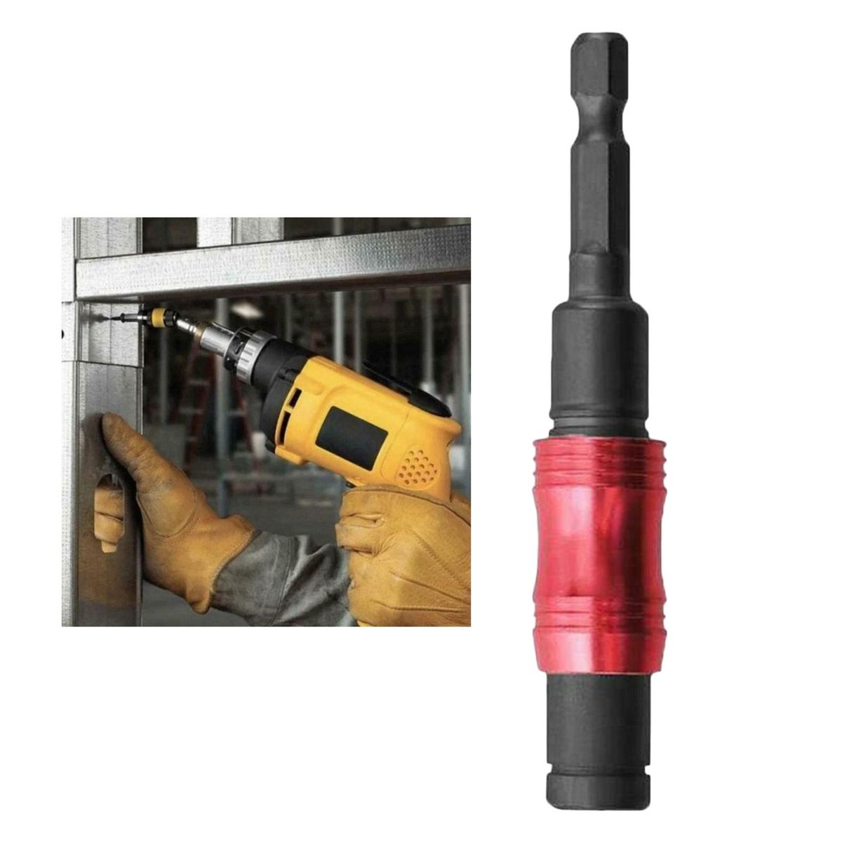 Adjustable Pivoting Drill Bit Holder  Drill Extensions Black Red
