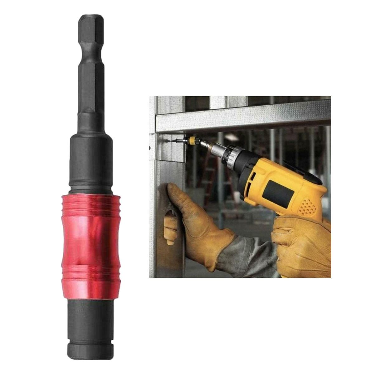 Adjustable Pivoting Drill Bit Holder  Drill Extensions Black Red