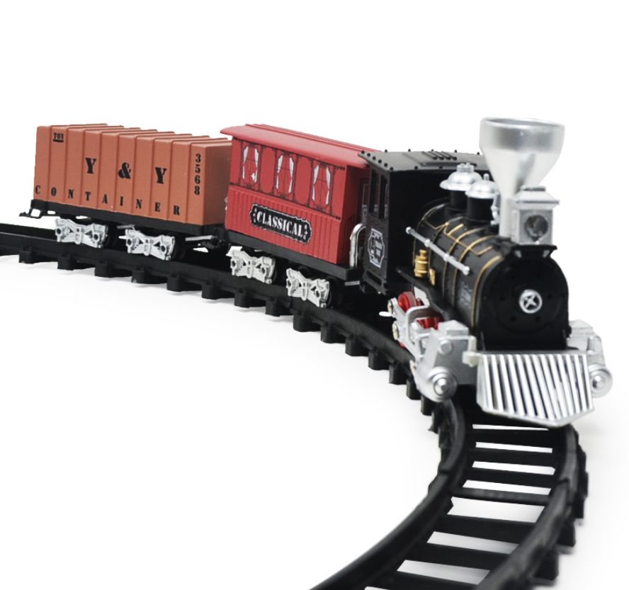 Children's Toy Train Model Electric Christmas Lights Sound Effect Track Toy Car Christmas Car Set