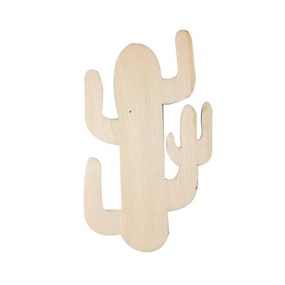 5pcs/set Wooden Cactus Slices Discs Wood Pieces Embellishment DIY Crafts Cutouts Ornament for Home Party Festival Decorations