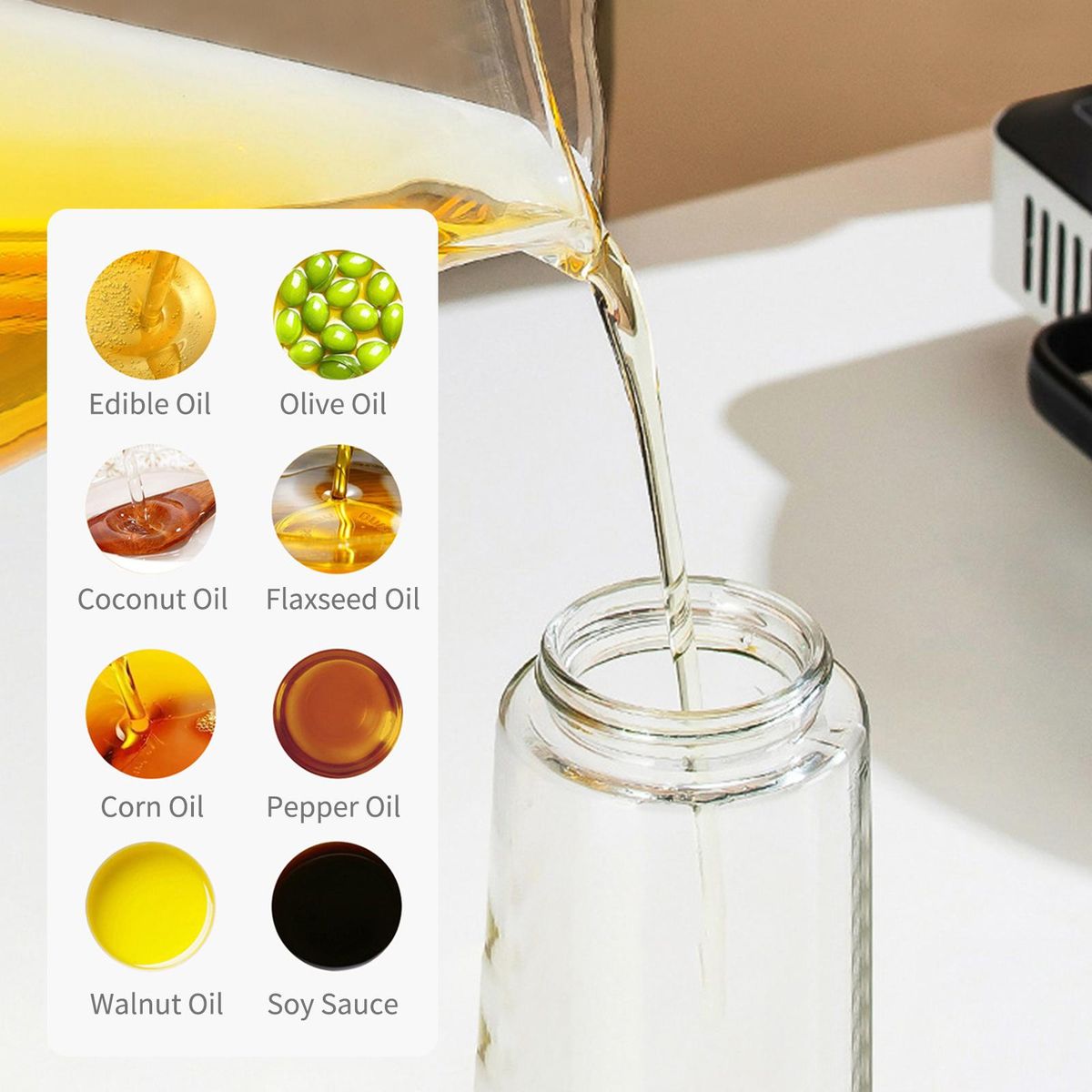 2 In 1 Olive Oil Dispenser With Silicone Brush 550mL Glass Bottle Leakproof Refillable Oil Dispenser for Cooking BBQ Salad Baking Grilling