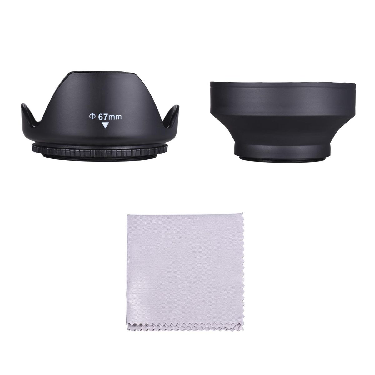 67mm Lens Hood Set with Tulip Flower Lens Hood + Collapsible Rubber Lens Hood + Lens Cleaning Cloth Replacement for Canon EOS 7D 70D 77D 80D 90D Rebel T7i T6i T6s for Canon EF-S 18-135mm f/3.5-5.6 Lens