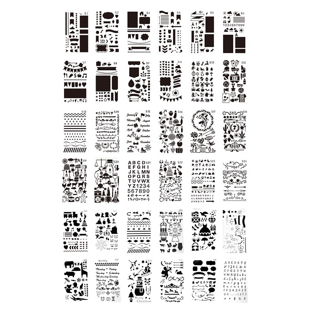 36pcs Children Drawing Stencils Kit PET Material Reusable