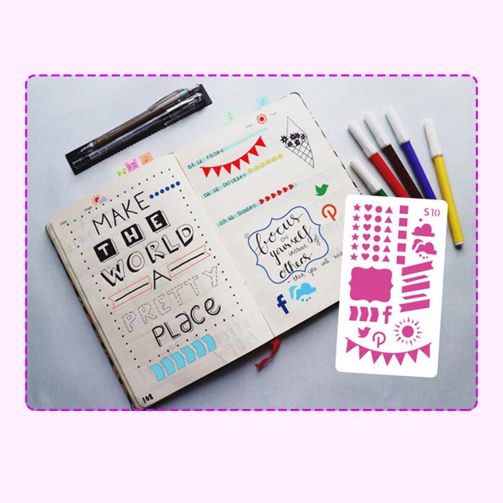 36pcs Children Drawing Stencils Kit PET Material Reusable