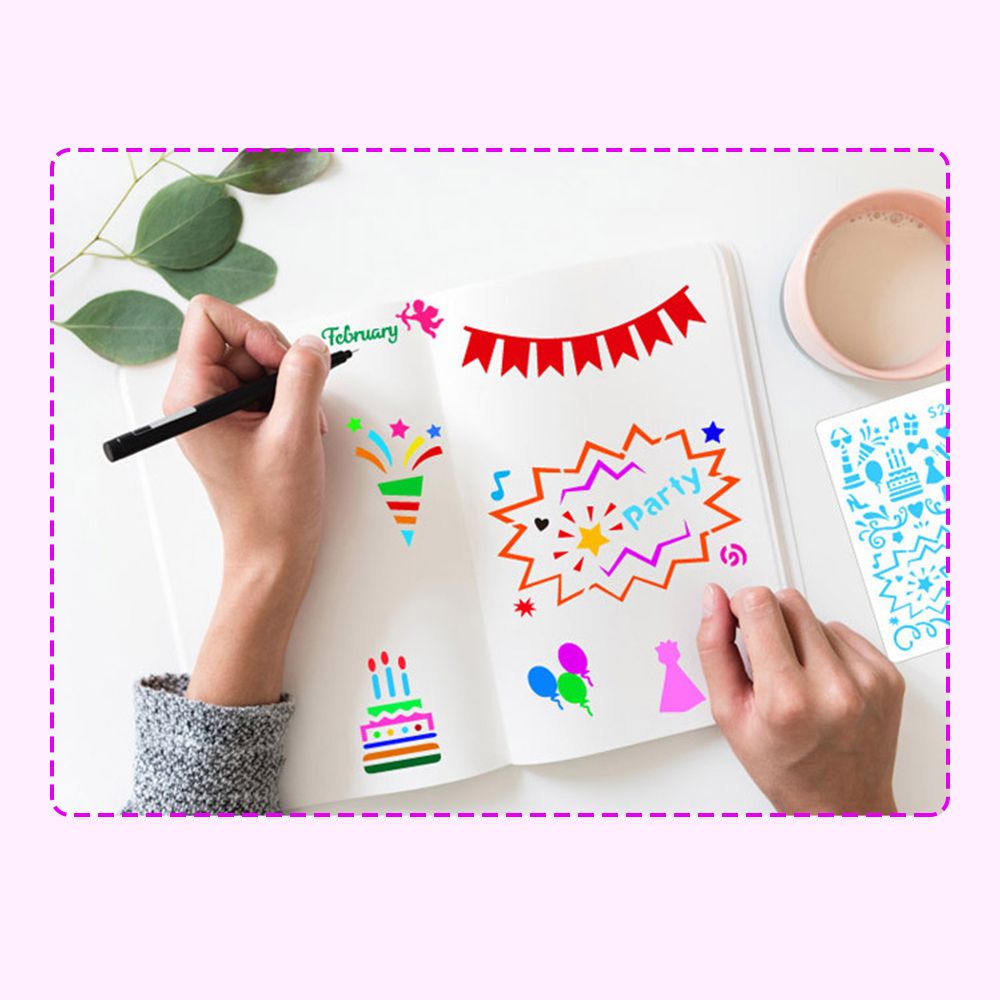 36pcs Children Drawing Stencils Kit PET Material Reusable