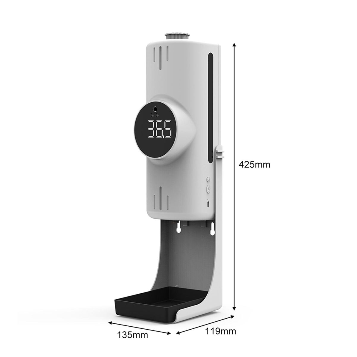 1000ml Wall Mounted Automatic Soap Dispenser Hand Sanitizer Dispenser Non-contact Infrared Thermometer with 18 Languages Voice Broadcast  °C / °F Unit Switch for Home Hotel School Office Use