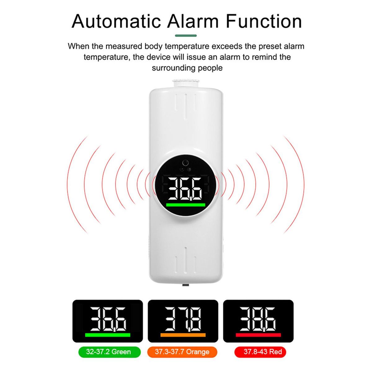 1000ml Wall Mounted Automatic Soap Dispenser Hand Sanitizer Dispenser Non-contact Infrared Thermometer with 18 Languages Voice Broadcast  °C / °F Unit Switch for Home Hotel School Office Use