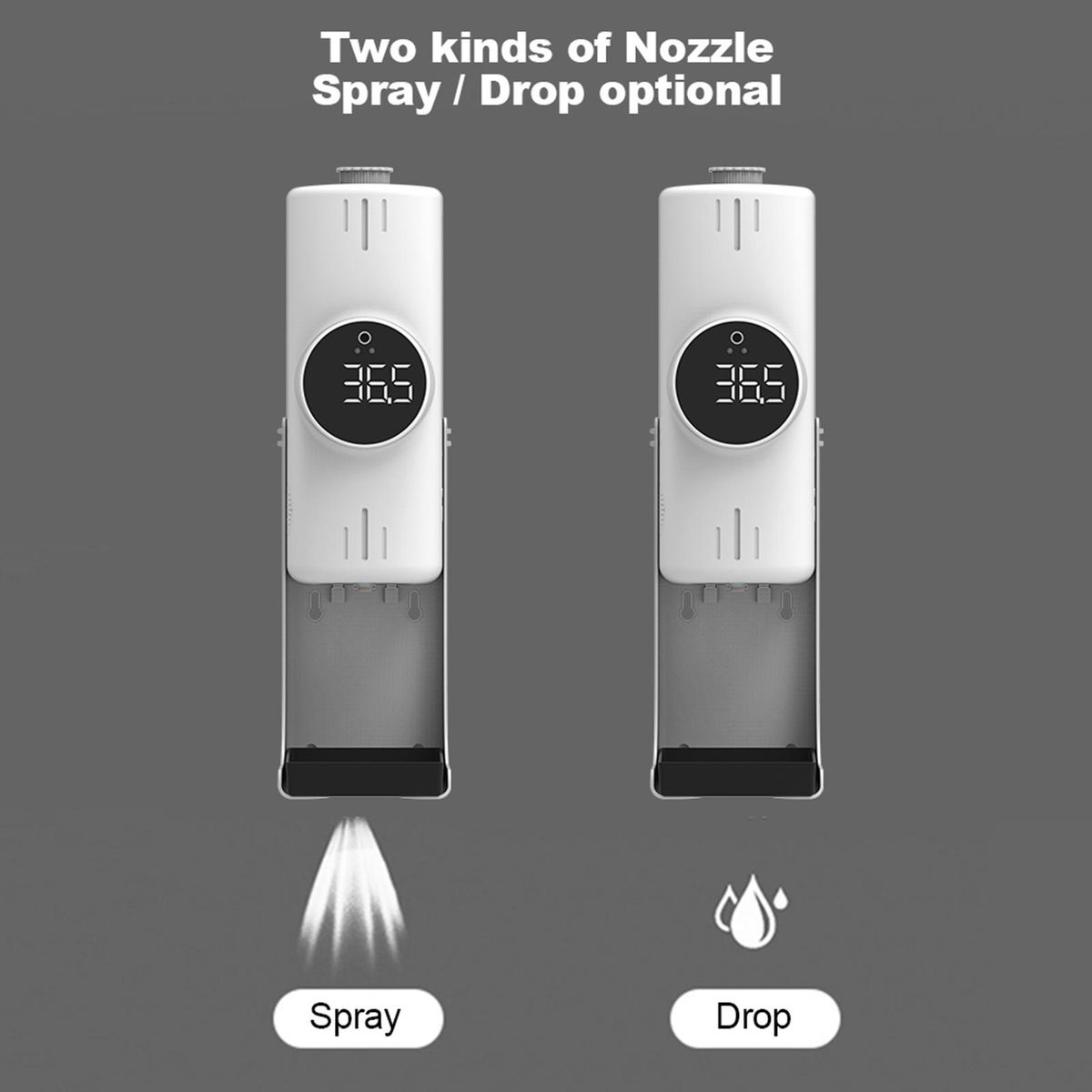 1000ml Wall Mounted Automatic Soap Dispenser Hand Sanitizer Dispenser Non-contact Infrared Thermometer with 18 Languages Voice Broadcast  °C / °F Unit Switch for Home Hotel School Office Use