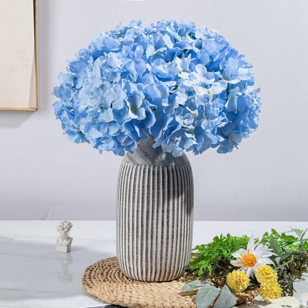 Light Blue Hydrangea Silk Flowers Heads Pack of 20 Full