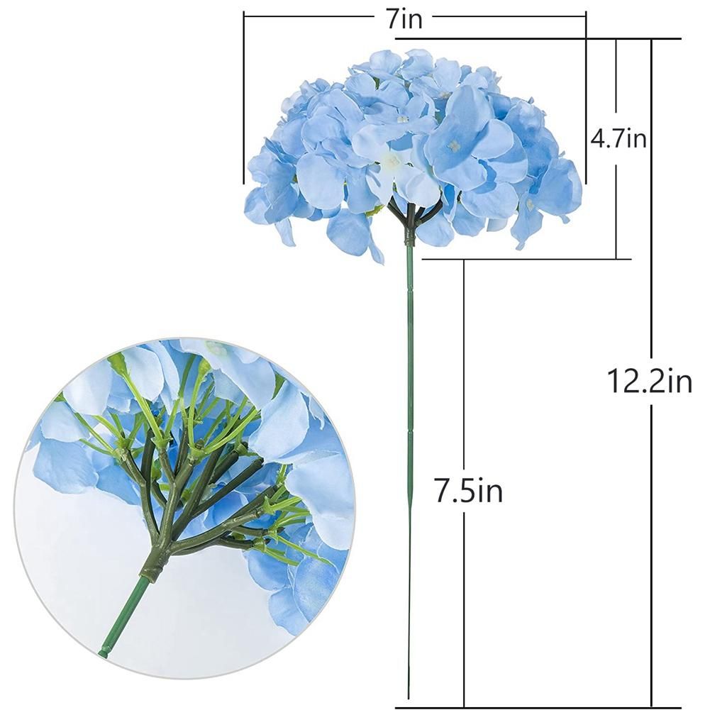 Light Blue Hydrangea Silk Flowers Heads Pack of 20 Full