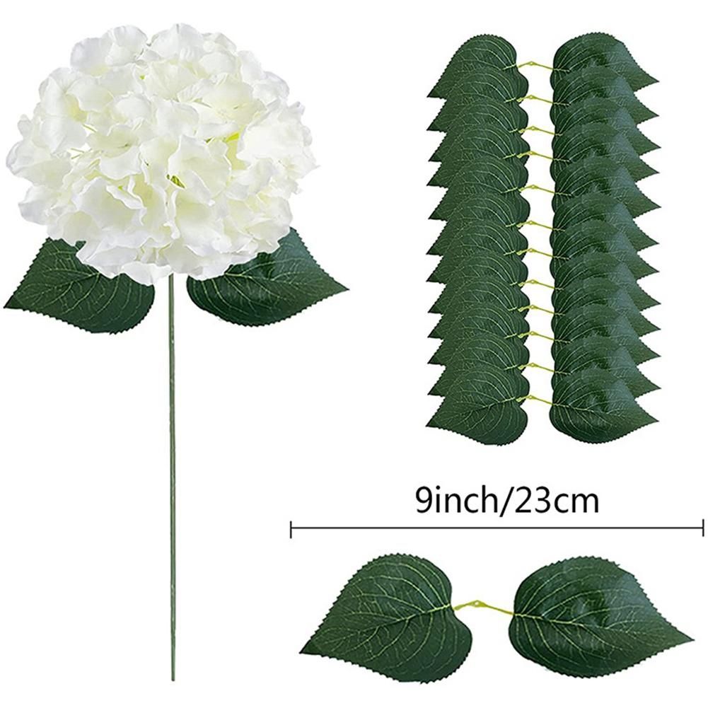 Light Blue Hydrangea Silk Flowers Heads Pack of 20 Full