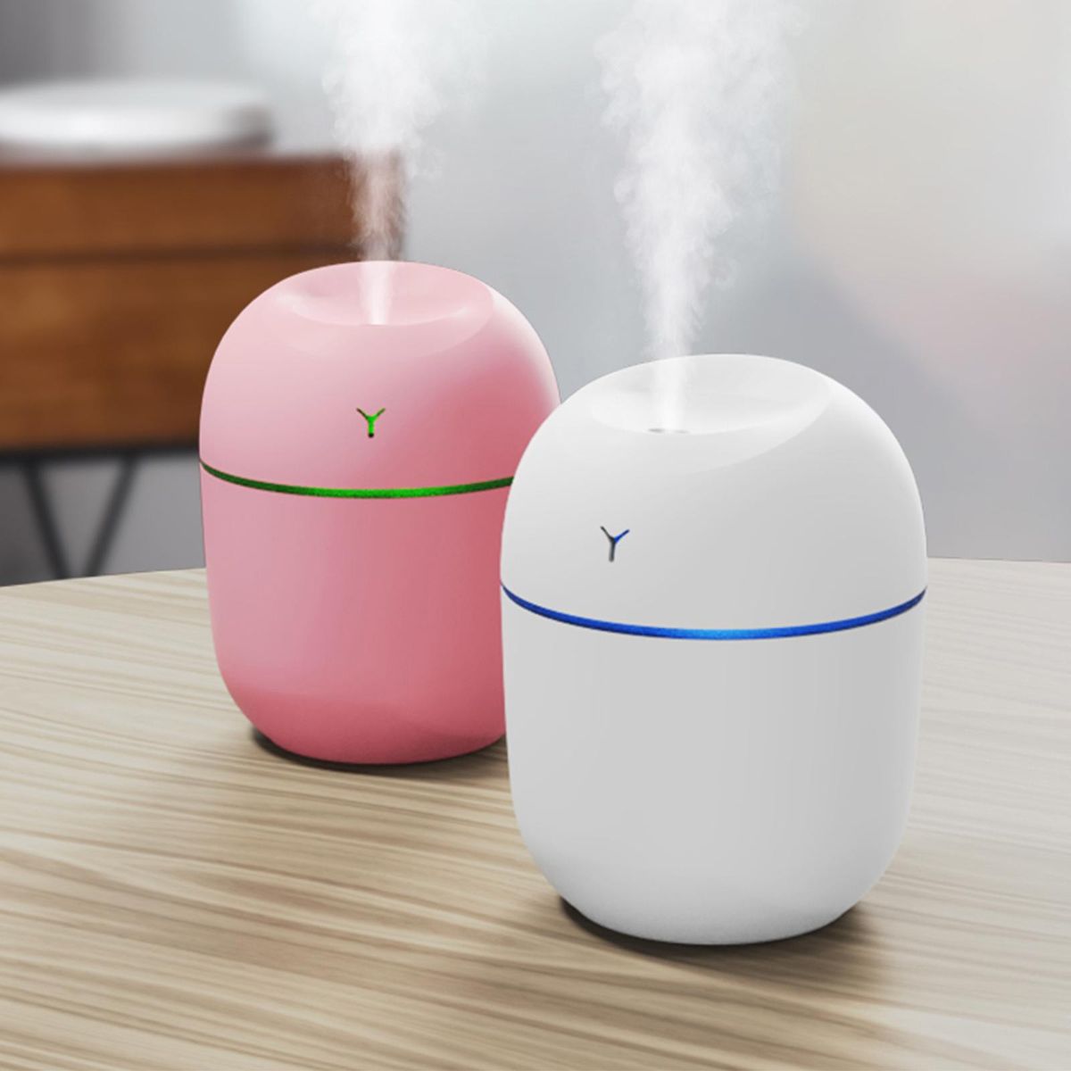 220mL Mist Humidifier with Night Light Portable Desk Quiet Cool USB Humidifier Waterless Auto-Off Humidifier for Home Travel Office Bedroom