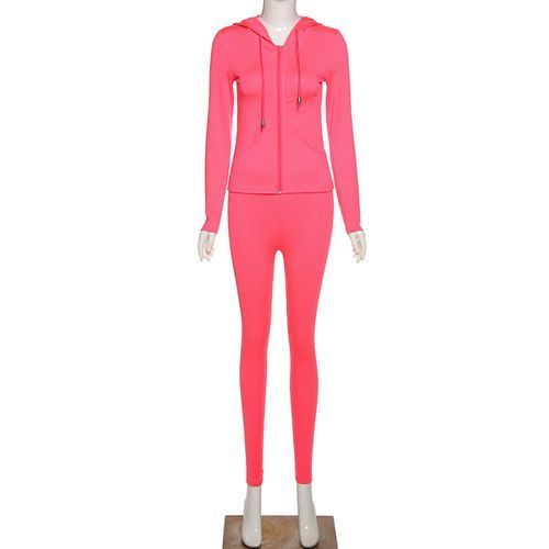 2 Piece Set Women Long Sleeve Zipper Hoodies Legging Stretchy Outfits Sweatsuits