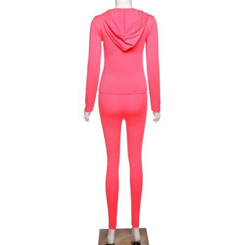 2 Piece Set Women Long Sleeve Zipper Hoodies Legging Stretchy Outfits Sweatsuits
