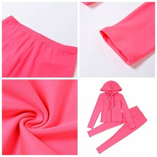 2 Piece Set Women Long Sleeve Zipper Hoodies Legging Stretchy Outfits Sweatsuits