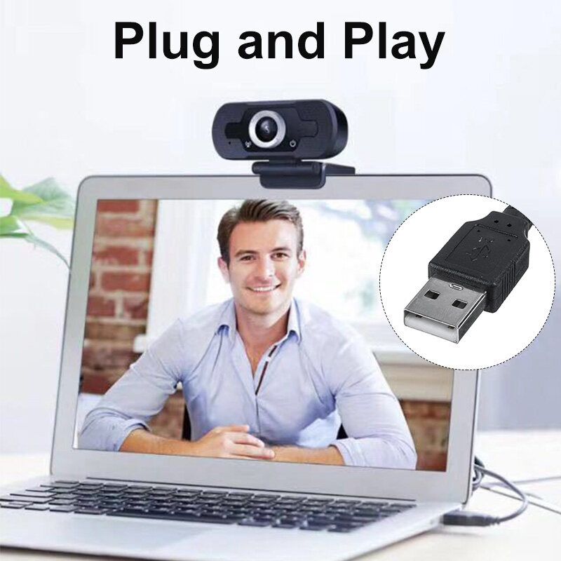 1080P USB Webcam Web Camera Built-in Noise Reduction Microphone For Live Streaming Video Calling Recording Computer PC Laptop