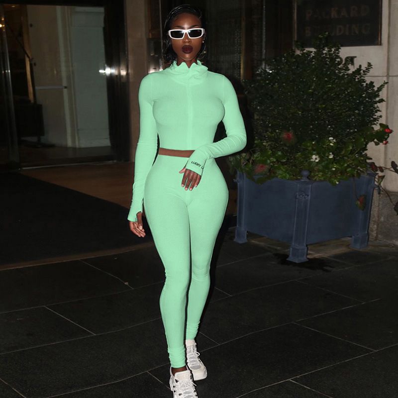 Women's Sport Top And Bottom Set Green