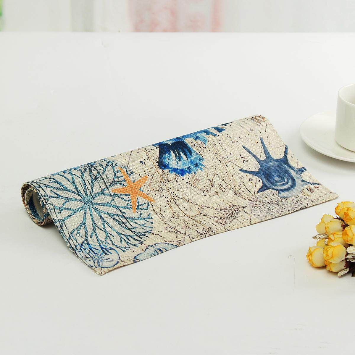 30*40cm Cotton Linen Heat Insulation Waterproof Table Dining Meal Cup Mat Mouse A Hippocampus