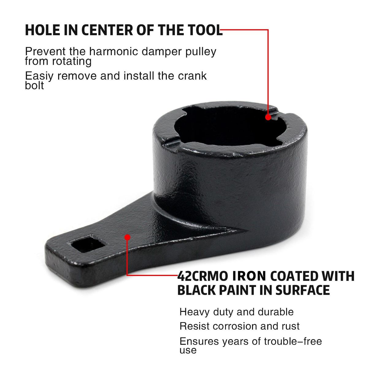 Crankshaft Damper Pulley Holding Holder Harmonic Tool with 2PCS Crank Bolts Replacement for Toyota Lexus