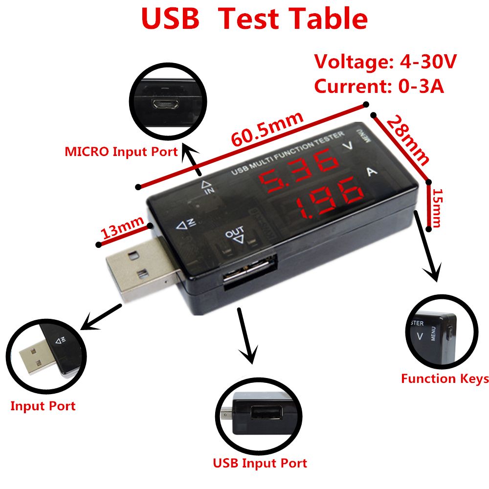 Dc 4-30v Double Usb Micro Multifunction Tester Dig