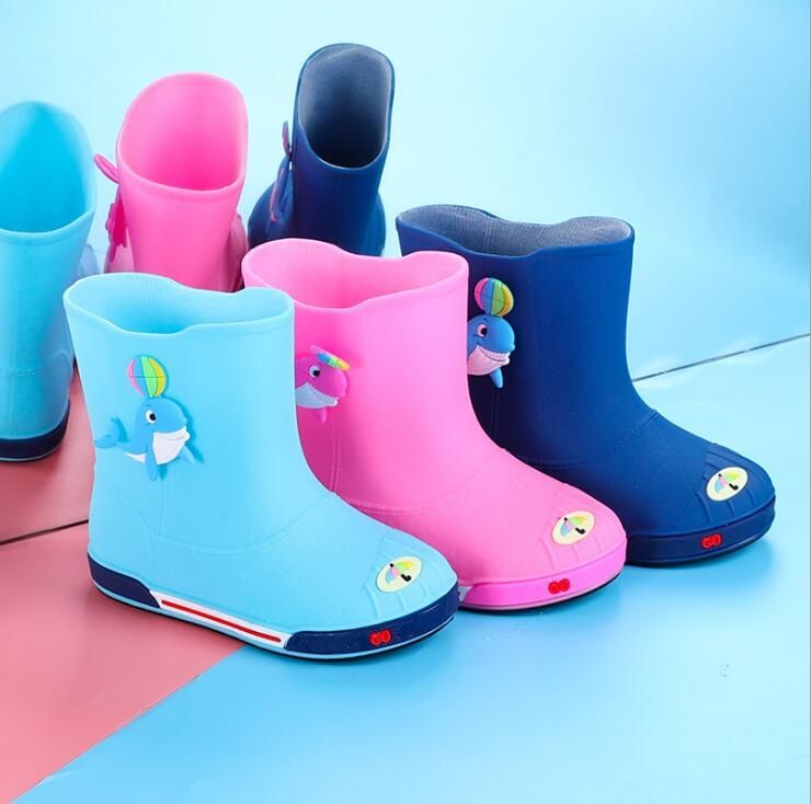 Children Non-Slip Plus Velvet Warm Cartoon Short Rain Boots, Size:Inner Length 20cm, Style:With Cotton Cover(Dark Blue)