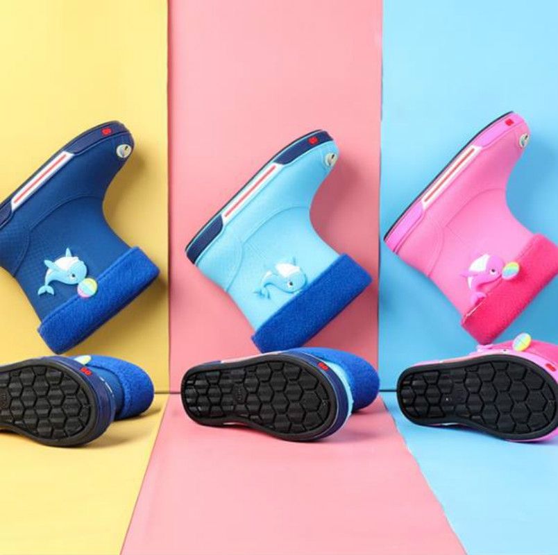 Children Non-Slip Plus Velvet Warm Cartoon Short Rain Boots, Size:Inner Length 20cm, Style:With Cotton Cover(Dark Blue)