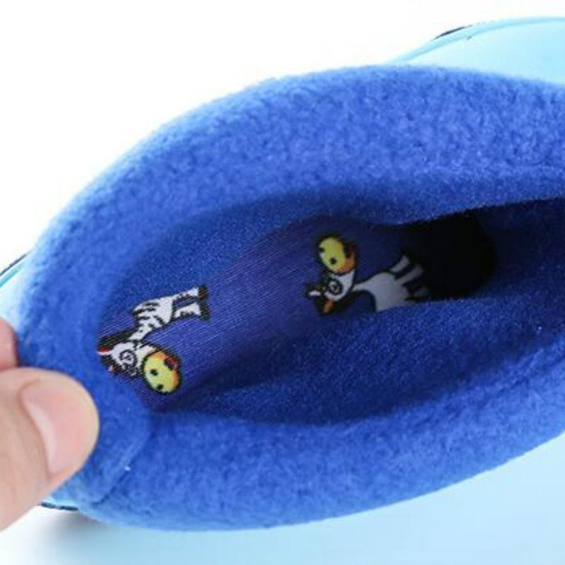 Children Non-Slip Plus Velvet Warm Cartoon Short Rain Boots, Size:Inner Length 20cm, Style:With Cotton Cover(Dark Blue)
