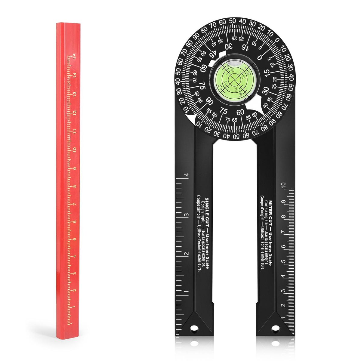Miter Saw Protractor Woodworking Cutting Positioner Angle Gauge Protractor 360° Horizontal Angle Finder Accurate Measurement of Inside and Outside Angles