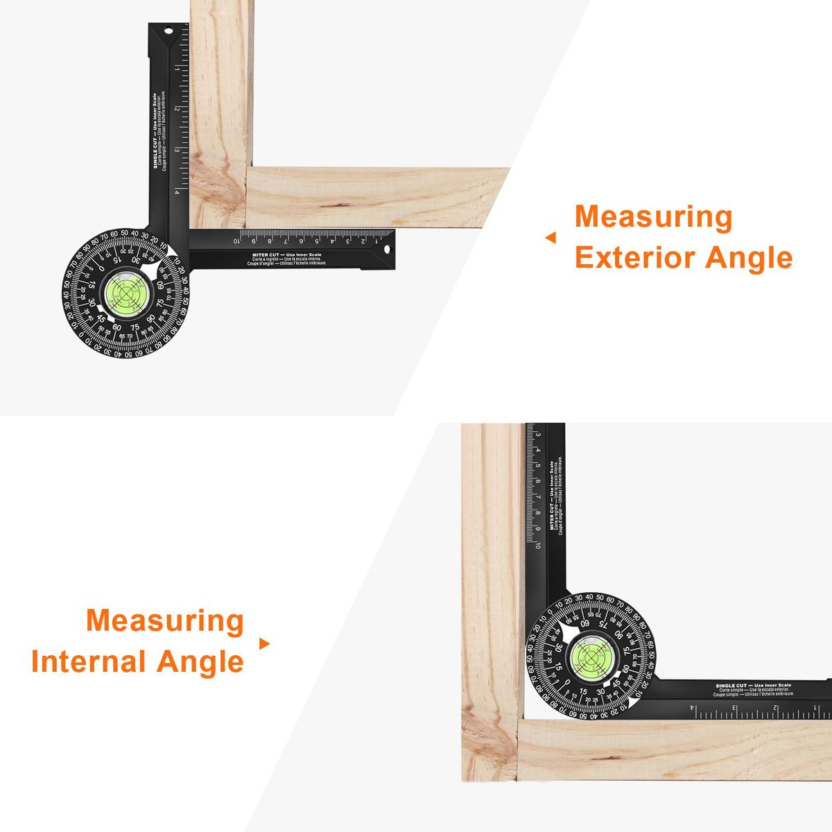 Miter Saw Protractor Woodworking Cutting Positioner Angle Gauge Protractor 360° Horizontal Angle Finder Accurate Measurement of Inside and Outside Angles
