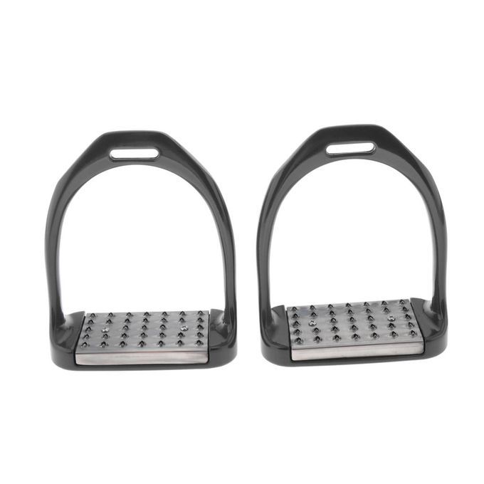 1 Pair Premium Stirrups Firm With Anti-Slip Pad 12cm Wide Track Black