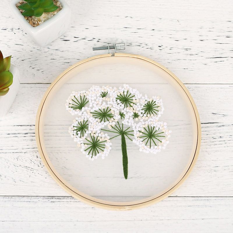 Organdie Organdy Flowers Embroidery Kit DIY Needlework Houseplant Needlecraft For Beginner Cross Stitch Artcraft(Without Hoop) D