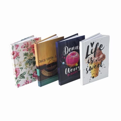 A6 Hardback Fashion Notebook - 4 Pcs