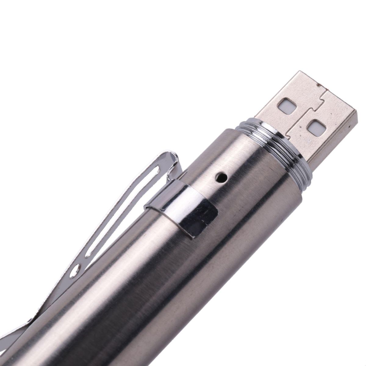 USB Rechargeable LED Laser Flashlight High Quality Powerful Mini LED Torch Pen Design Hanging Flash Light With Metal Clip