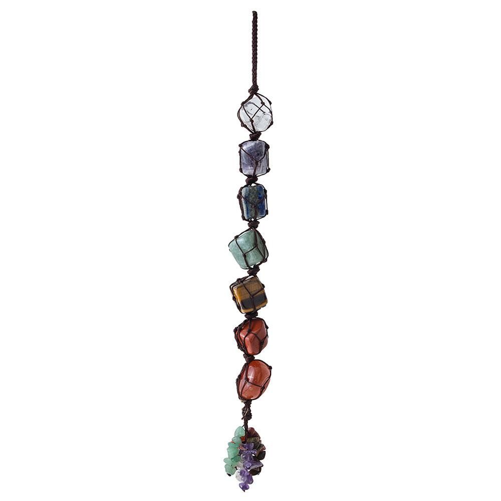 7 Chakra Dropped Gemstone Tassel Spiritual Meditation Hanging Window Feng Shui Ornament Natural Stones Car Home Decoration