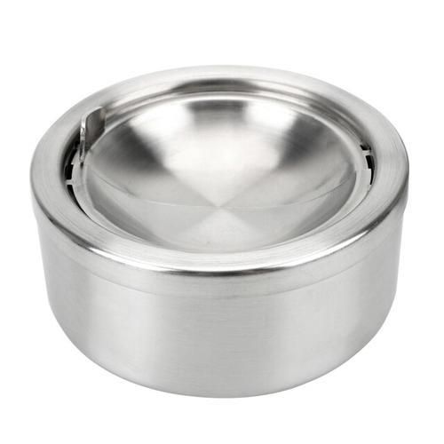 Windproof Stainless Steel With Lid Cigarette Ashtray Ash Storage Case Round