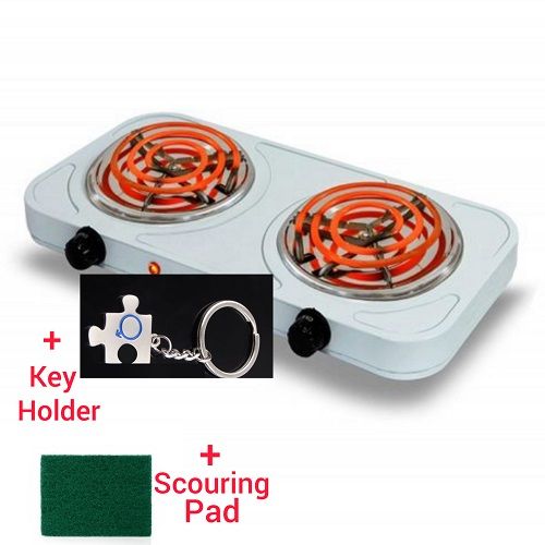 2 Burner Electric Cooker Ring Hot Plate+S/Pad+Key Holder