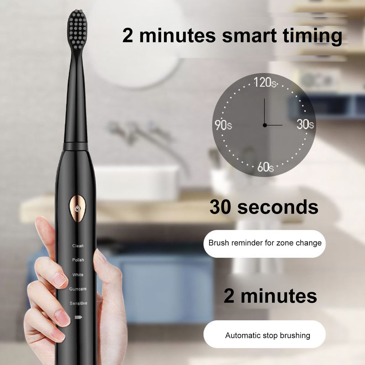 New Sonic Electric Toothbrush Vibration 5 Gear Usb