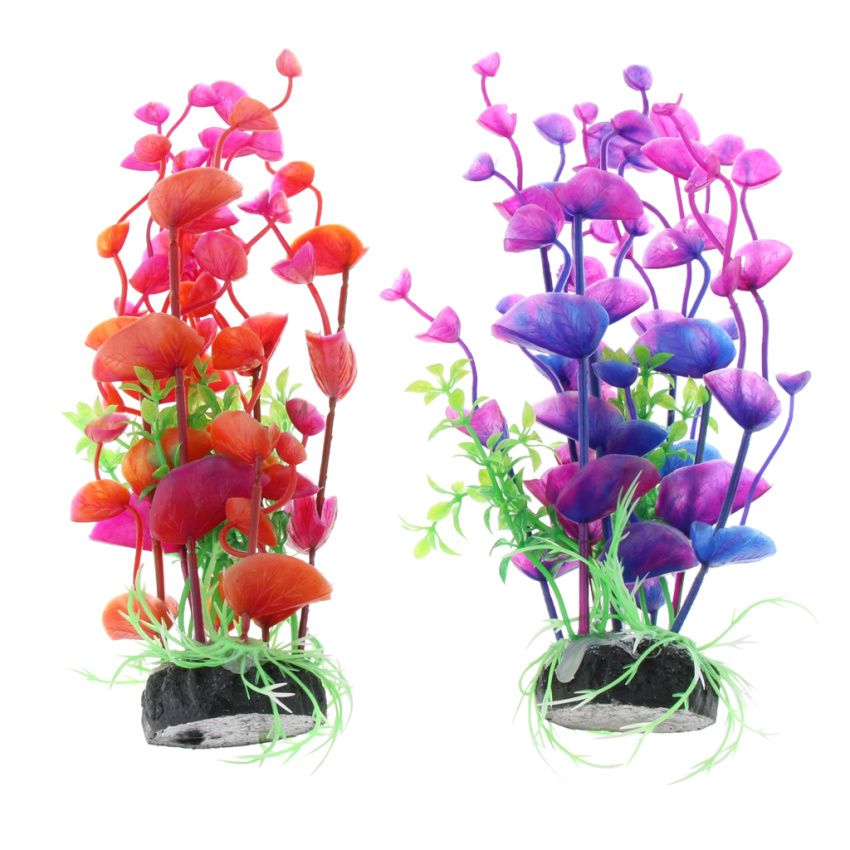 2Pcs Aquarium Plastic Plant   Tank Decor Water Grass Underwater