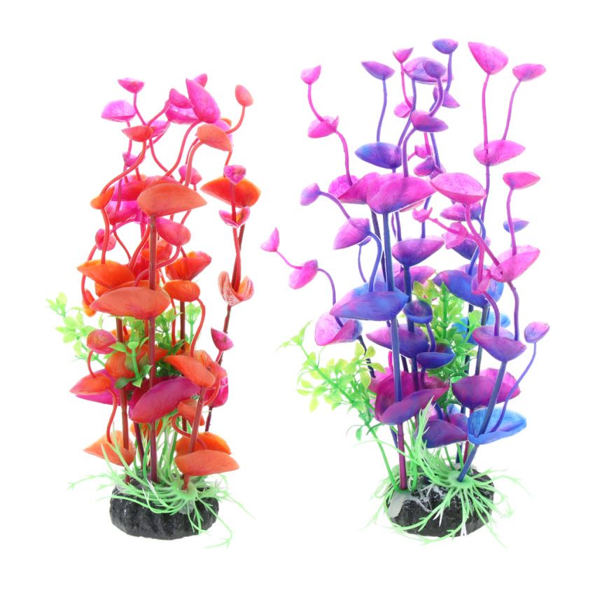 2Pcs Aquarium Plastic Plant   Tank Decor Water Grass Underwater