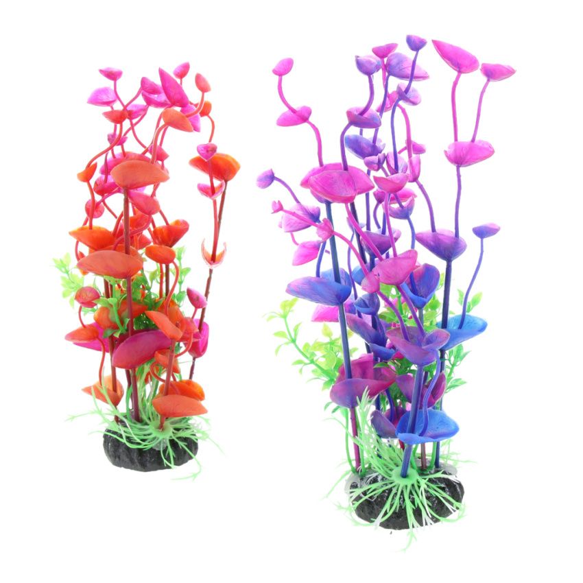 2Pcs Aquarium Plastic Plant   Tank Decor Water Grass Underwater