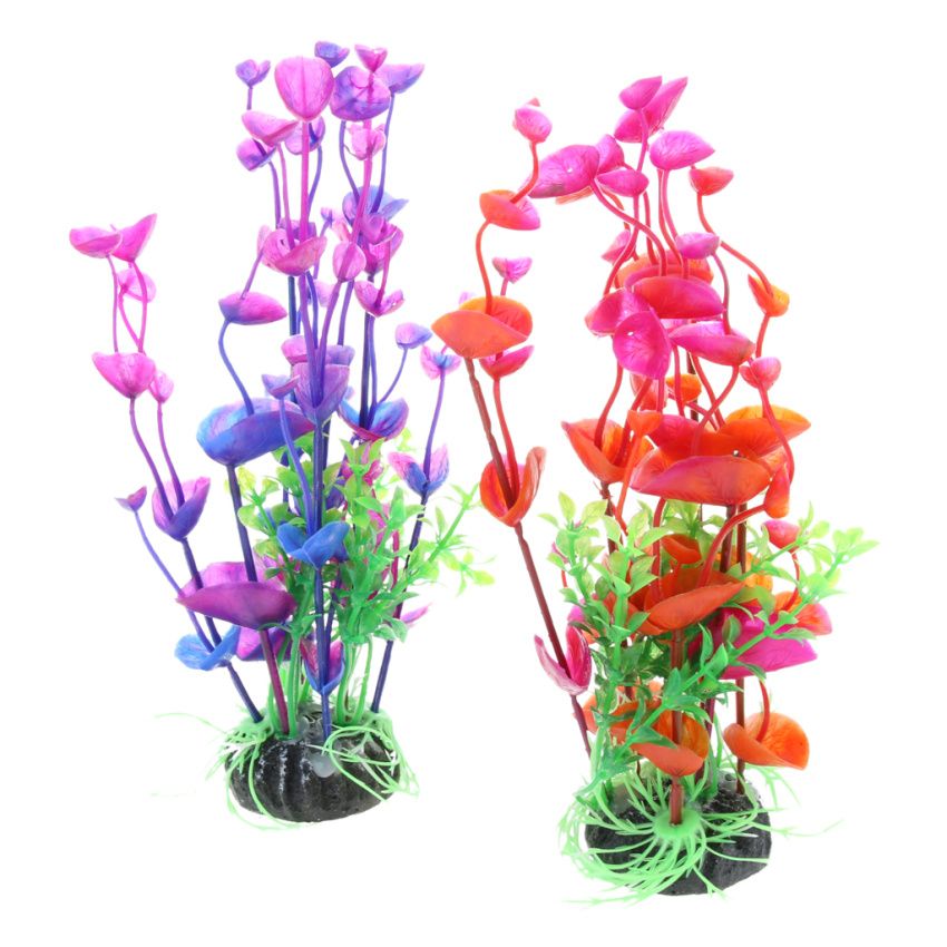 2Pcs Aquarium Plastic Plant   Tank Decor Water Grass Underwater