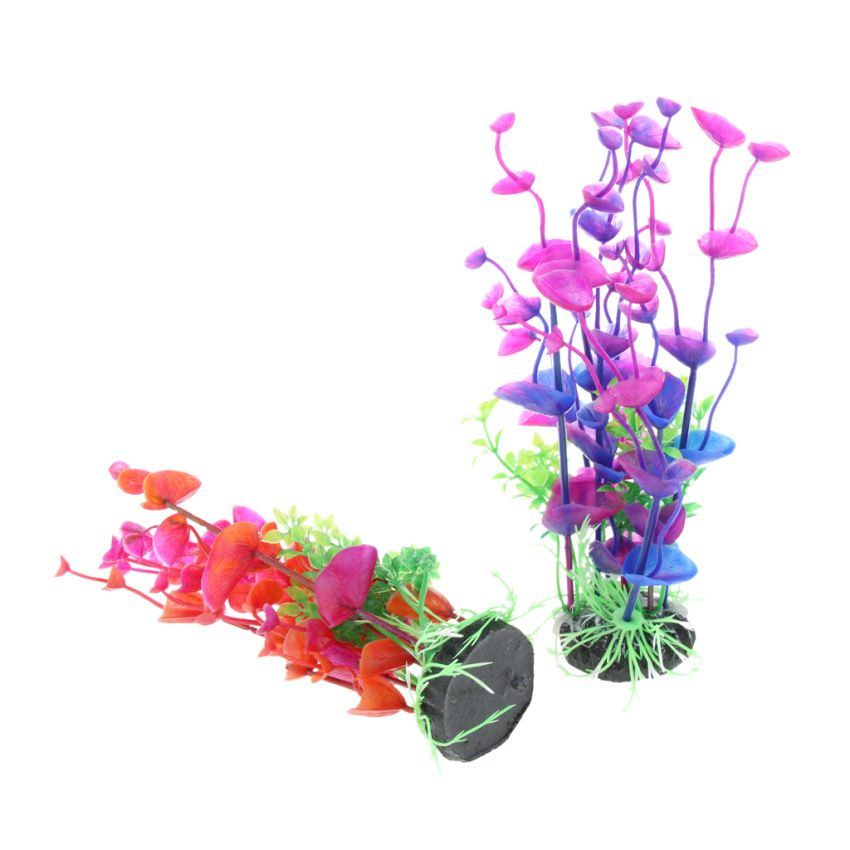 2Pcs Aquarium Plastic Plant   Tank Decor Water Grass Underwater
