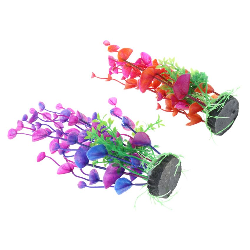 2Pcs Aquarium Plastic Plant   Tank Decor Water Grass Underwater