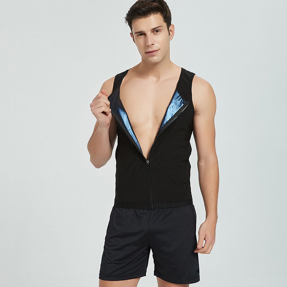 Men Waist Trainer Vest Zipper Workout Vest Body Shaper Suit