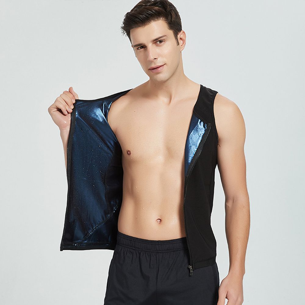 Men Waist Trainer Vest Zipper Workout Vest Body Shaper Suit
