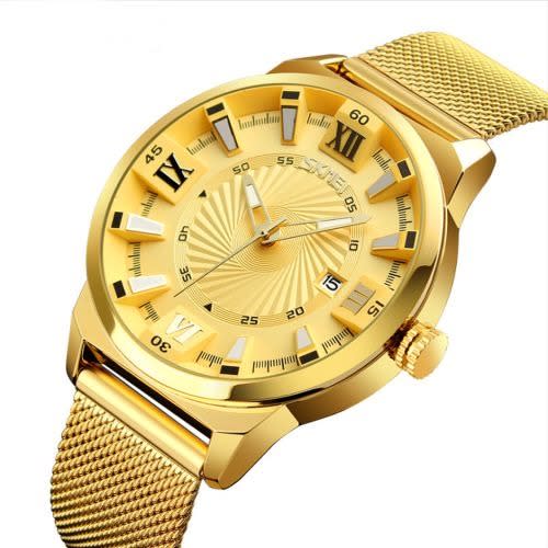 Skmei Men's Waterproof Quartz Wristwatch - Gold